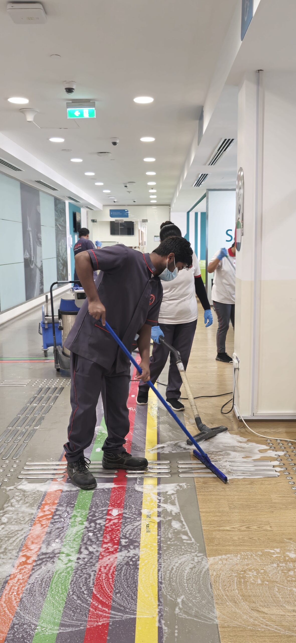 Libra Group UAE professional team providing office cleaning service Dubai with spotless floor cleaning for a fresh and hygienic workspace.